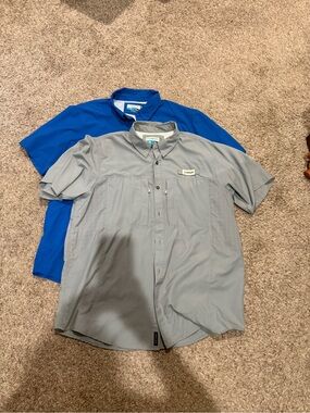 Magellan Outdoors Short-Sleeve Button-Down Shirts in Gray and Blue